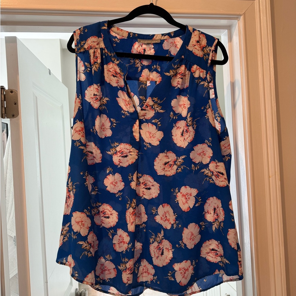 Floral Blue Sleeveless Top